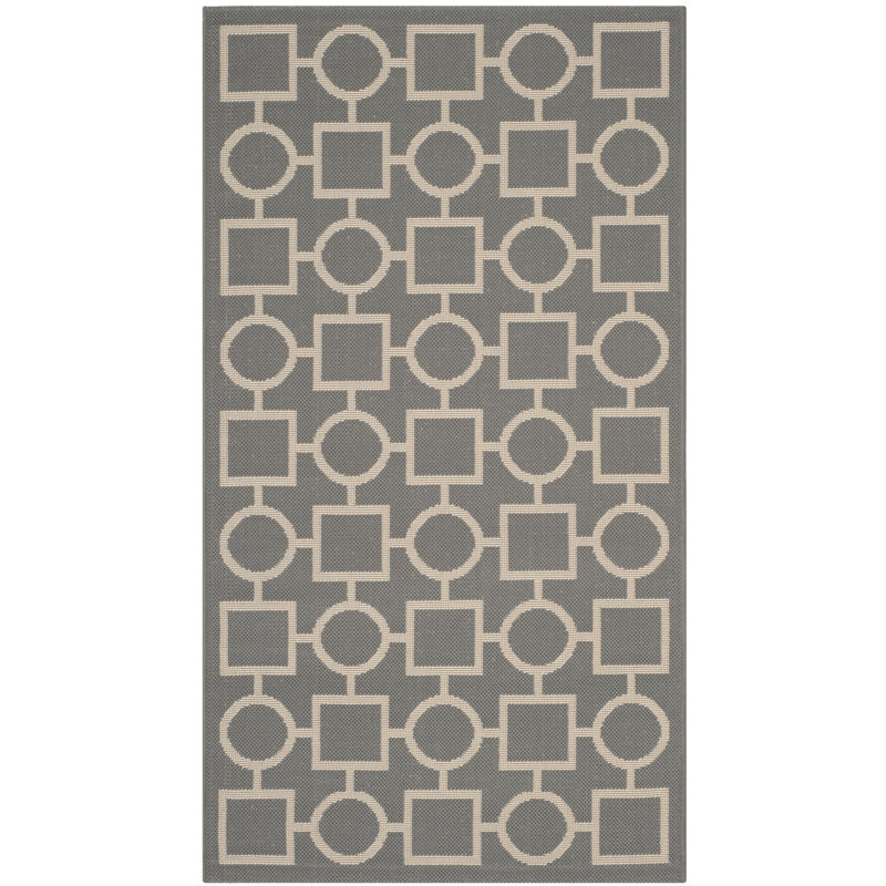 Arneshia Geometric Gray/Beige Area Rug, Rectangle 2'7" x 5'