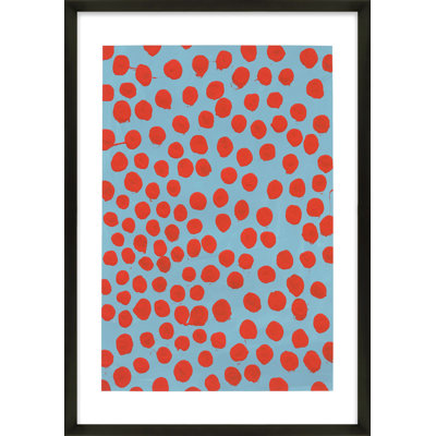 Orient Red on Blue Gray Framed Painting by Michela Sorrentino