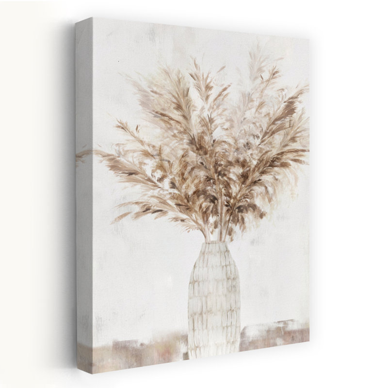 Pampas Vase I Delicate Elegant Serene Art, H 48 po x l 32 po