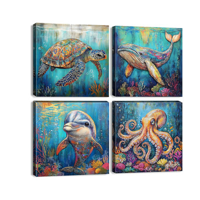 4 Piece Wrapped Canvas Wall Art