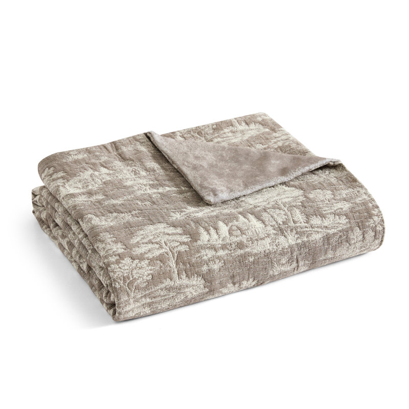 Couverture réversible en coton imprimé Martha Stewart, Farmhouse Toile Brown