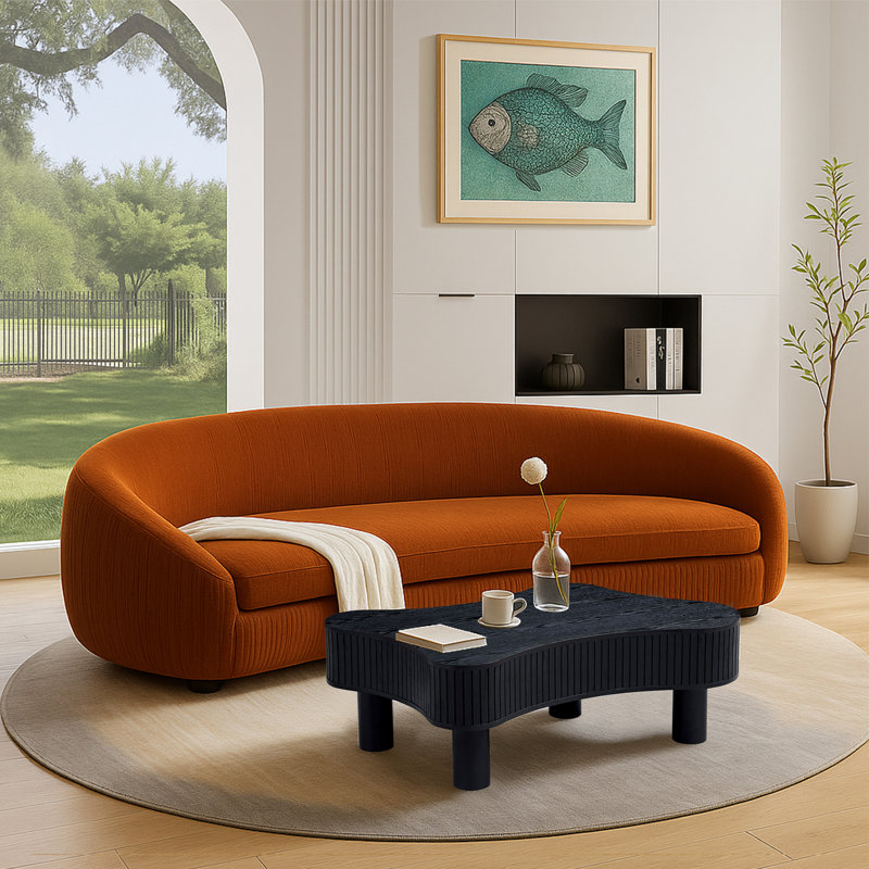 Canapés Cruve avec table basse, Orange