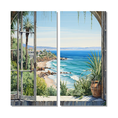 Grande décoration murale bord de mer avec vue tropicale I