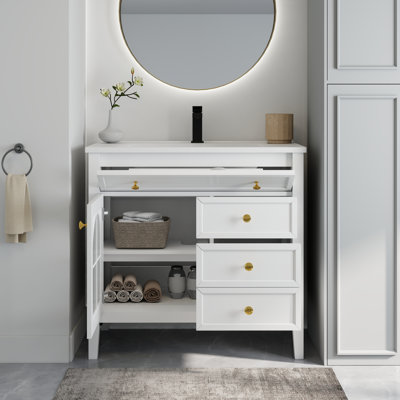 Meuble-lavabo de salle de bain 35,6 po Mid-Century