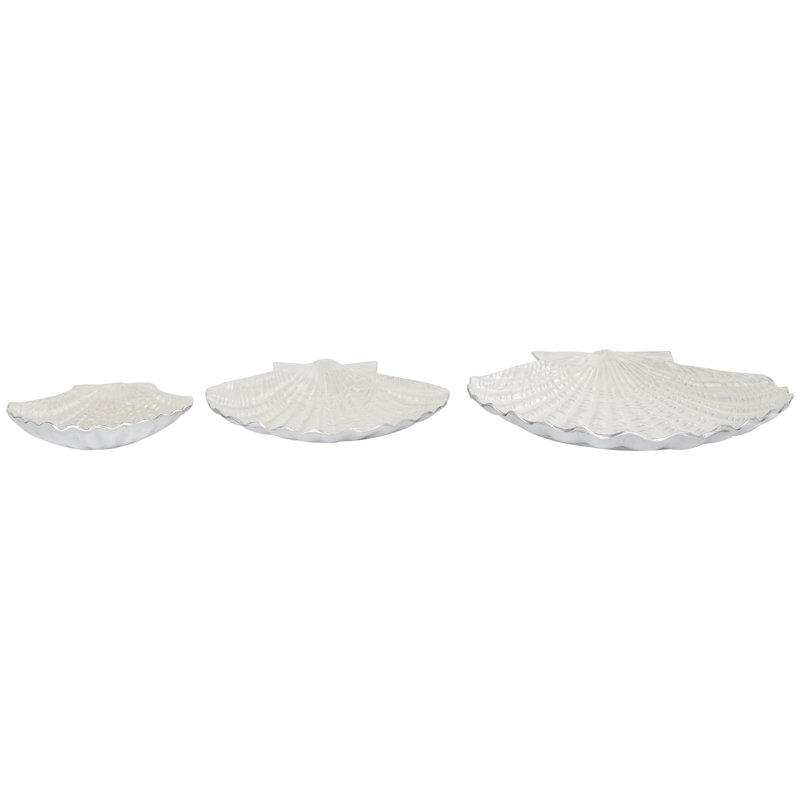 Assiette décorative en bois massif Evonna - ensemble de 3, Blanc