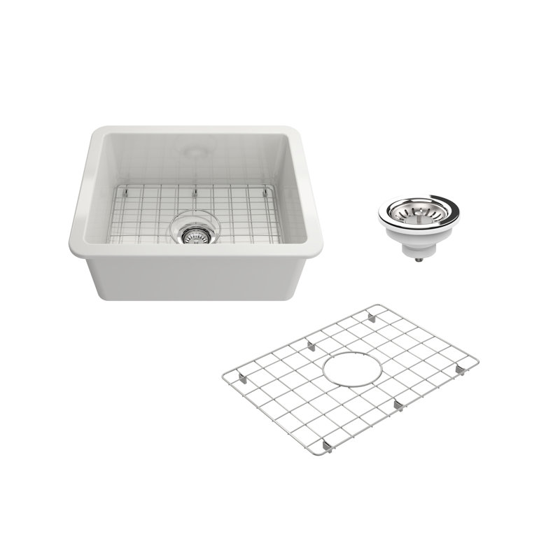 Terralife Merion argile réfractaire à double fixation 27 po Évier de cuisine à simple cuve en blanc