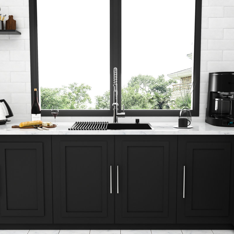 Évier de cuisine 33 x 22 pouces en acier inoxydable noir canon de fusil - Acier inoxydable de calibre 16 avec traitement de surface pour une résistance accrue aux produits chimiques