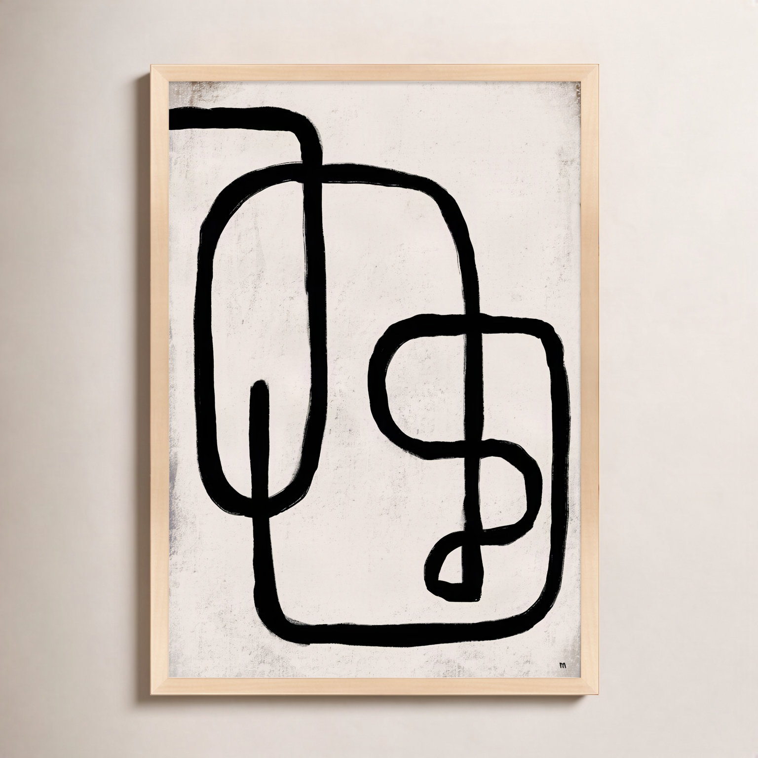 Linework 2 by StudioM, 30" H x 21" W x 1.25" D, Maple Framed Paper