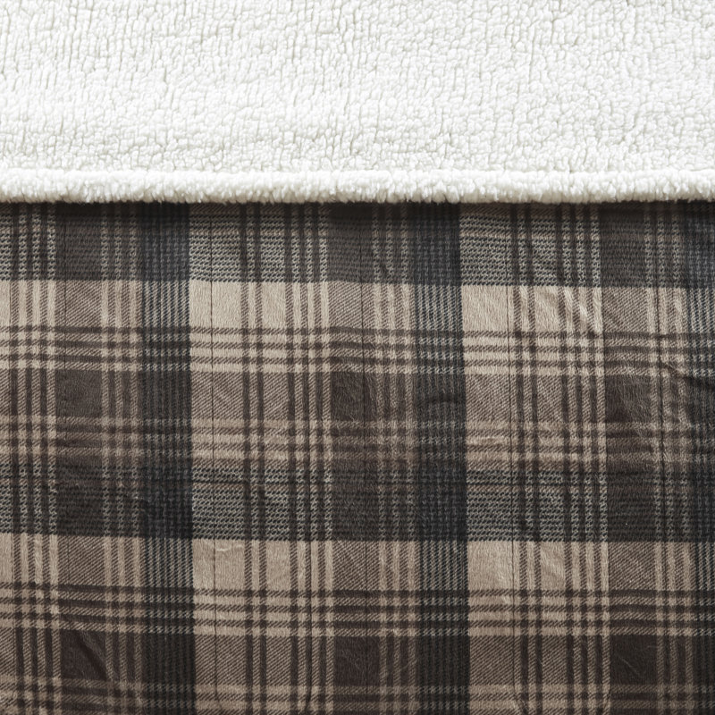 Brown Reversible Knitted Electric Heated Throw Blanket