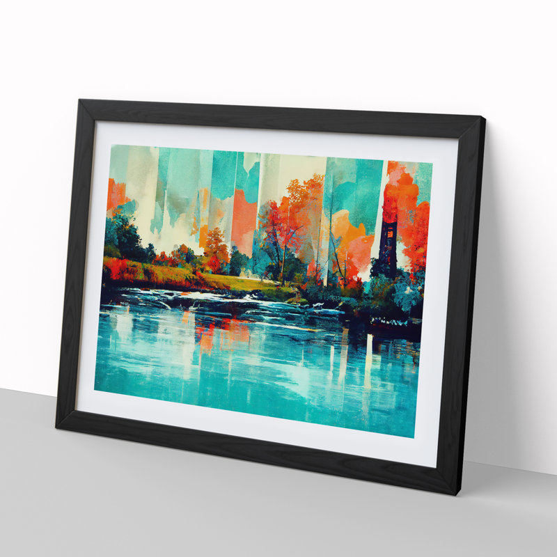 Abstract River - Framed Print, Black Framed, 46cm H x 64cm W x 2cm D