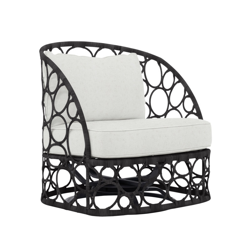 Bali Swivel Patio Chair with Cushions, Cream Linen 6025-002, Lava
