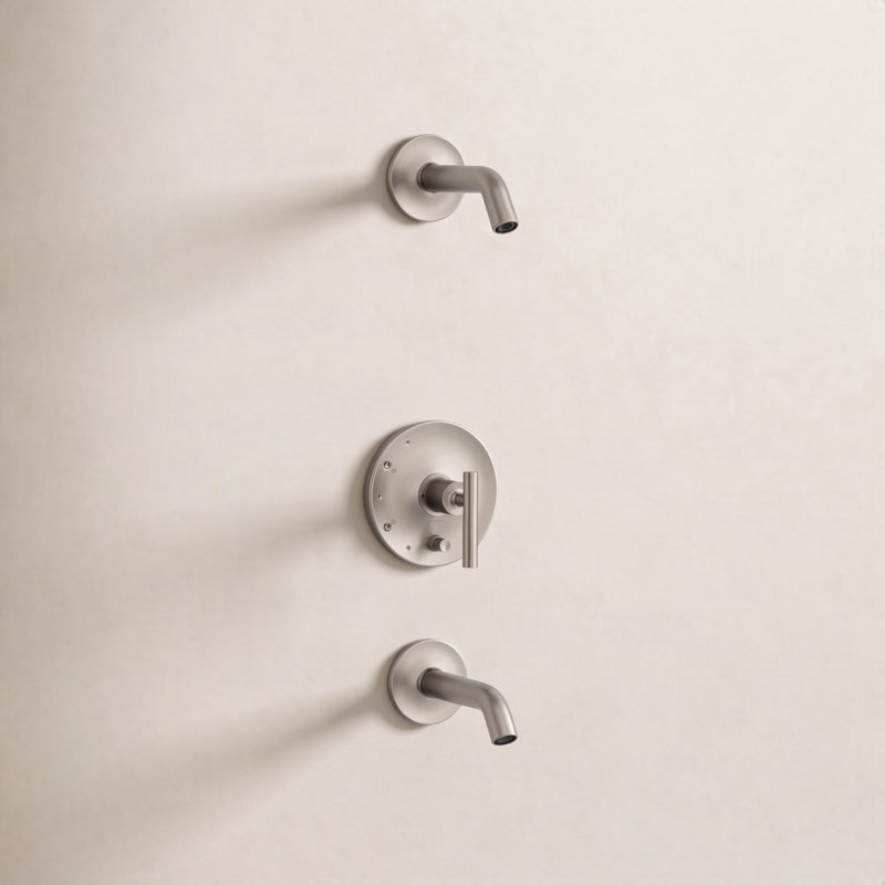 Ensemble de garniture de baignoire et de douche Purist Rite-Temp avec inverseur à bouton-poussoir et poignée à levier, sans pomme de douche