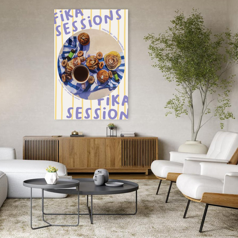 Art mural contemporain Fika Coffee, H 48 po x l 32 po