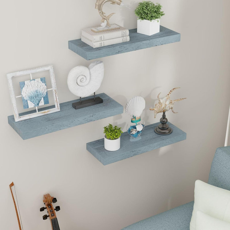Dalvyn 3 Piece Floating Shelf, Rustic Blue