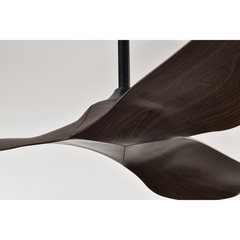Ventilateur de plafond 3 pales avec télécommande Duncan, Noir mat, Bois brun