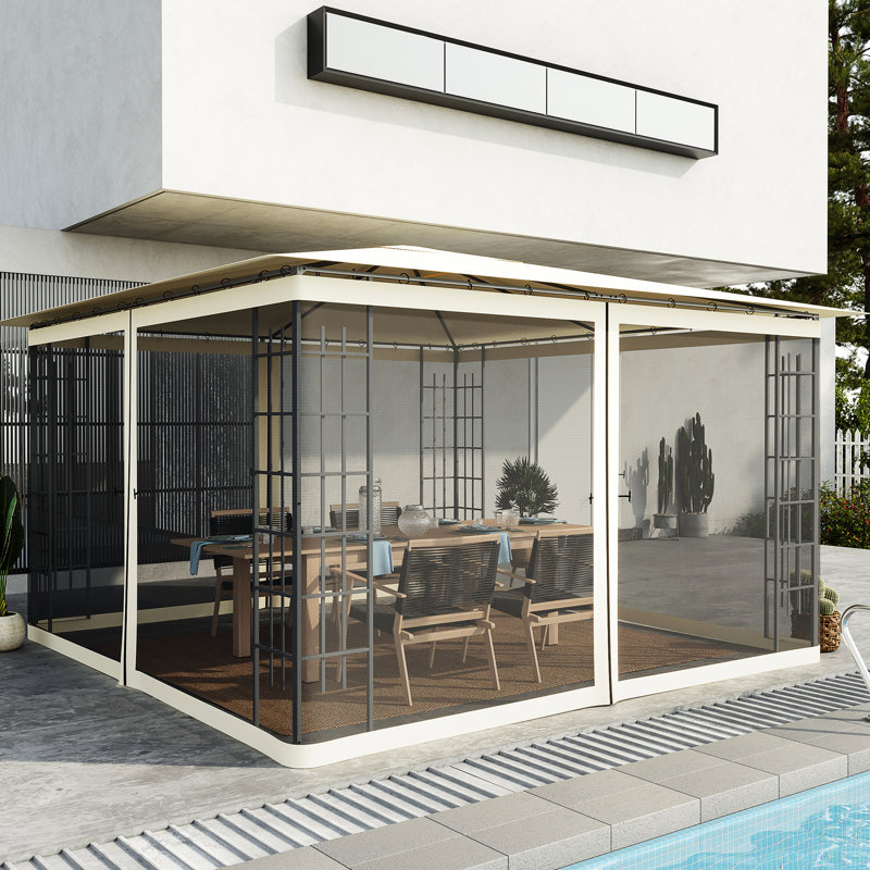 Remplacement pour auvent de pavillon de jardin crème pour abris de jardin et tentes de 12 pi X, extérieur avec fermetures à glissière
