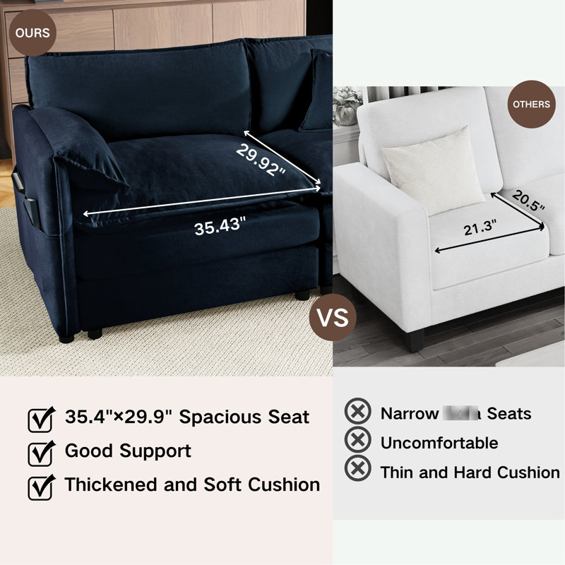 Upholstered 34.75 " Sofa & Chaise