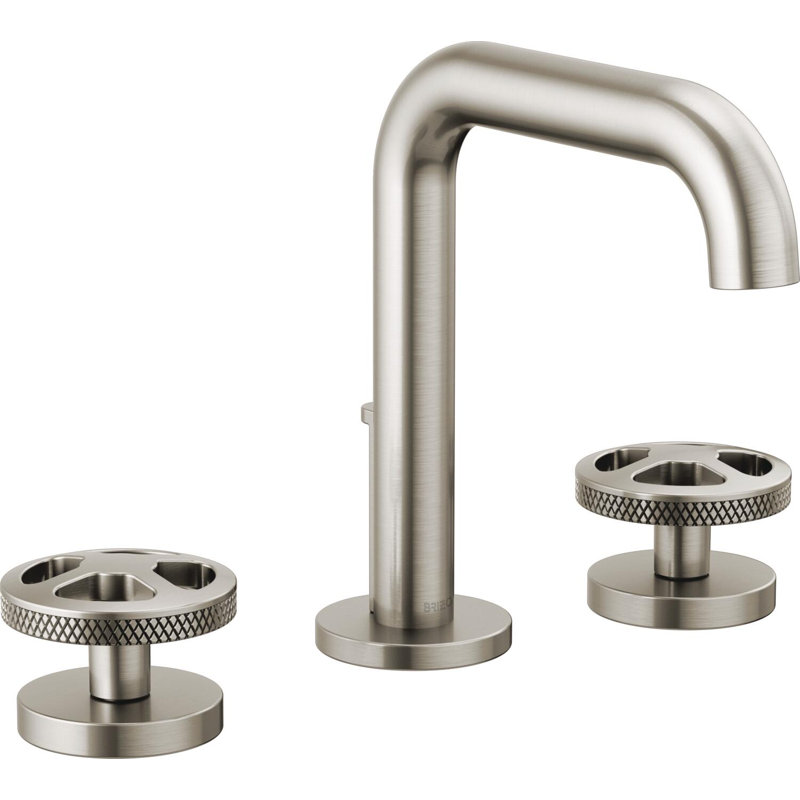Litze® Widespread Lavatory Faucet With High Spout, Luxe Nickel, Wheel Handle, 1.2 GPM