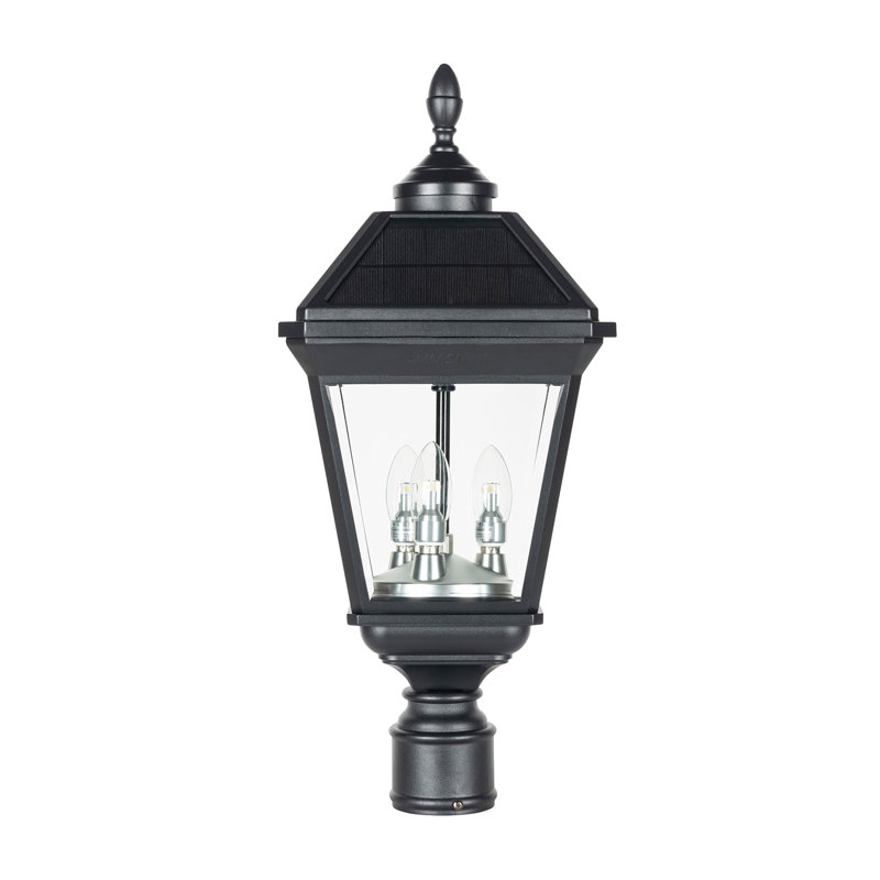 Lampadaire solaire Imperial à trois ampoules avec panneaux solaires trapézoïdaux et monture 3 po 