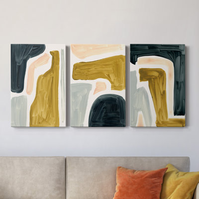 Brushy Shapes I - Ensemble de 3 toiles tendues