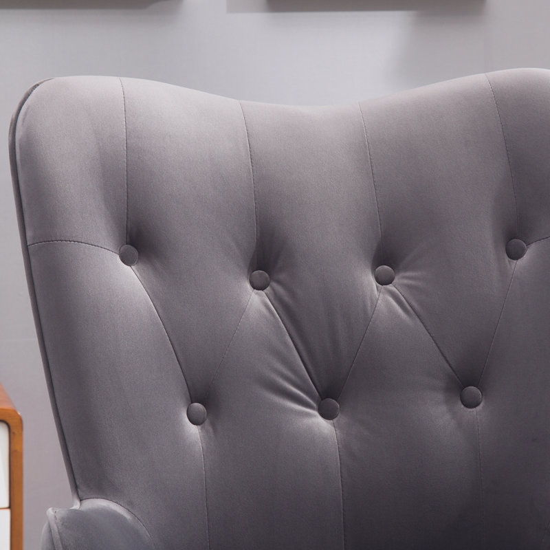 Fauteuil d'appoint contemporain à dossier capitonné en velours, Gray