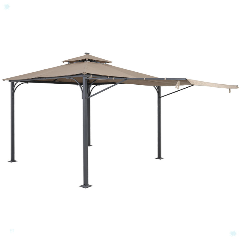 Abri de jardin avec remise latérale / auvent prolongée et lumière DEL