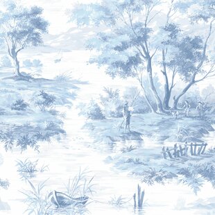 Norwall FH37539 Butterfly Toile Prepasted Wallpaper Light Blue Navy   Amazonin Home Improvement