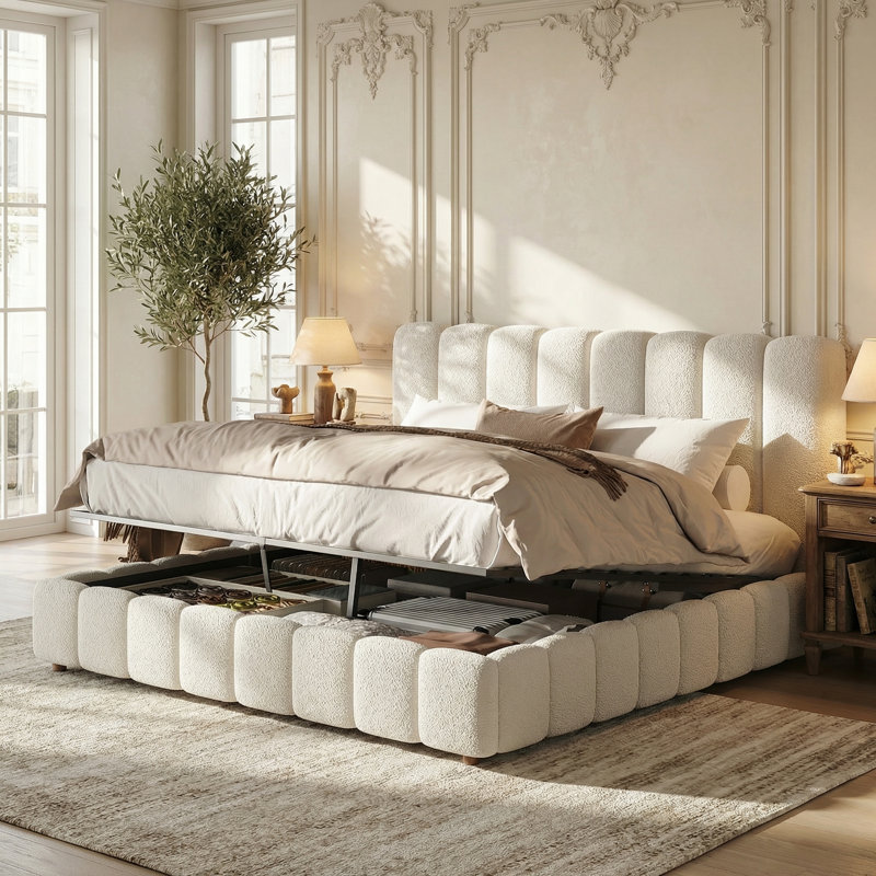 Upholstered Ottoman Storage Bed, Super King Size(6')