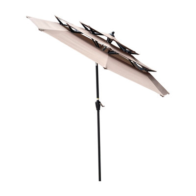9Ft 3-Tiers Outdoor Patio Umbrella With Crank