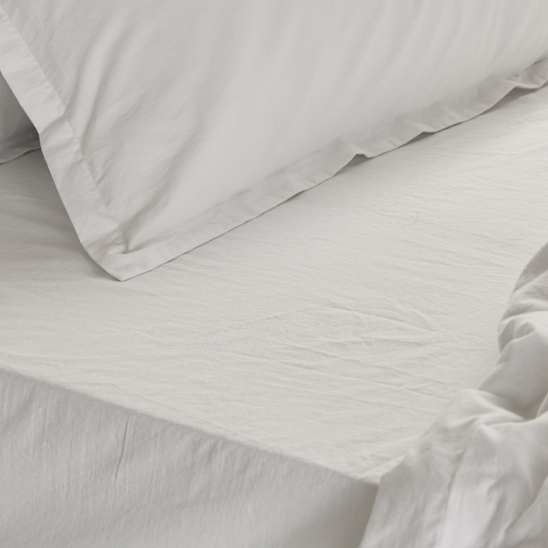 Hebden Washed Cotton Fitted Sheet, Kingsize (5'), White