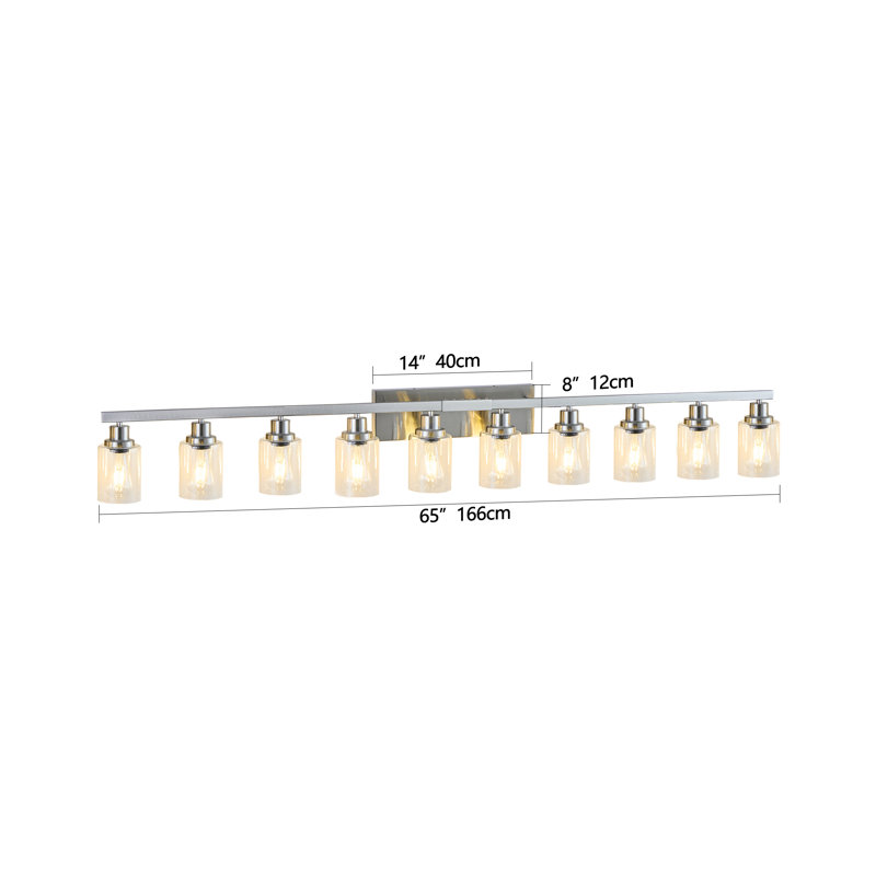 Bathroom Vanity Lights Over Mirror, 65.4Inch Vanity Lights Fixtures Modern Vanity Lights Bathroom Wall Lighting, Chrome, 10