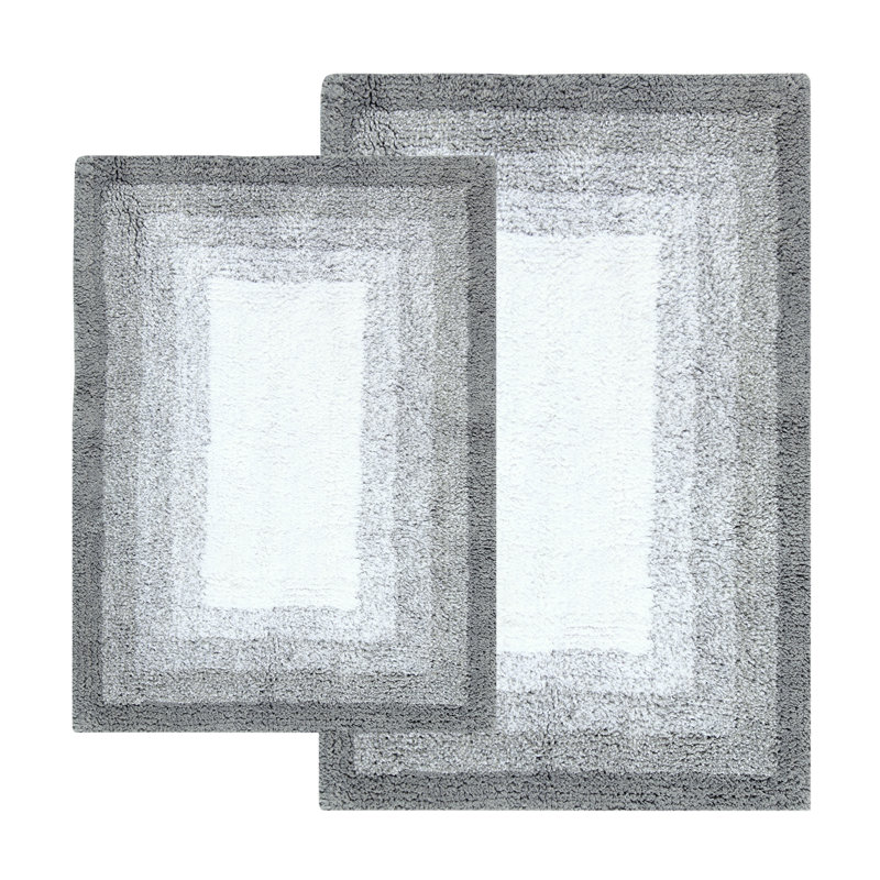 Zenda Cotton Blend Bath Rug, High Rise Gray