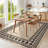Modern Easy Jute Rug Machine Washable Geometric Bordered Indoor Outdoor Carpet with Non-Slip Backing, Non-Shedding Floor Cover for Backyard, Bedroom, Patio-1069050015