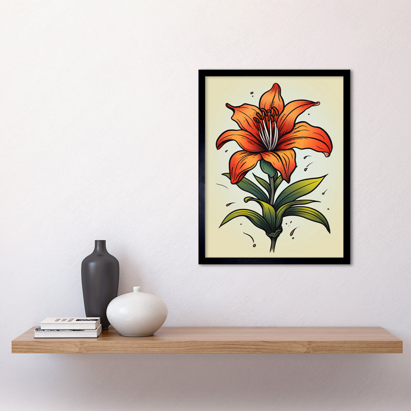 Stutes Orange Lily Old School USA Tattoo Ink Body Art Americana 50s - Single Picture Frame Print