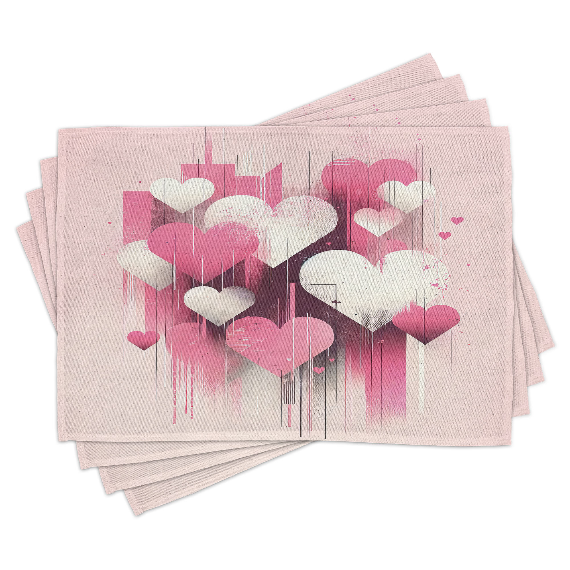 Pink Love Computer Mat Ambesonne Pink Place Mats Set of 4 Futurist Love Hearts Lines Art ...