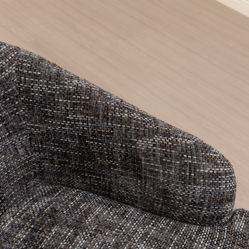 Fauteuil demi-tonneau Broderic, Lin gris