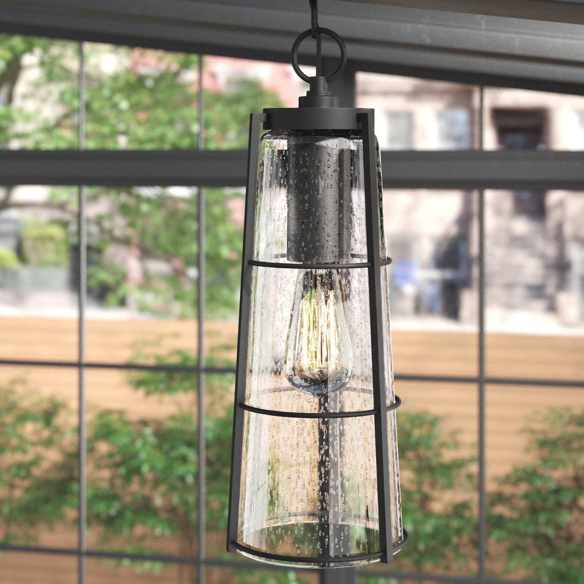 Steelside™ Charli Black 1 Bulb Outdoor Hanging Lantern Wayfair