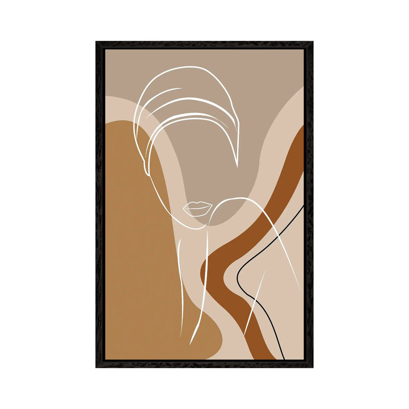 African Woman Line Art 1 Piece Wall Art on Canvas, 66.04 cm H x 45.72 cm W, Black Floated Frame