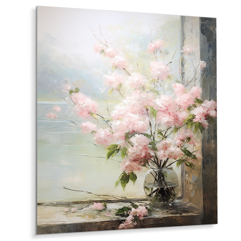 Fleurs de Japon, rebord de fenêtre, art mural en métal, Japon, H 32 po x l 24 po x P 1 po