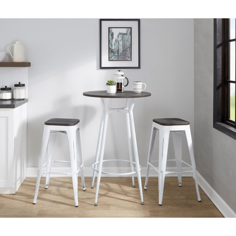  Christie 30" Stackable Bar Stools, Vintage White/Espresso, Bar Stool (30.25" Seat Height)
