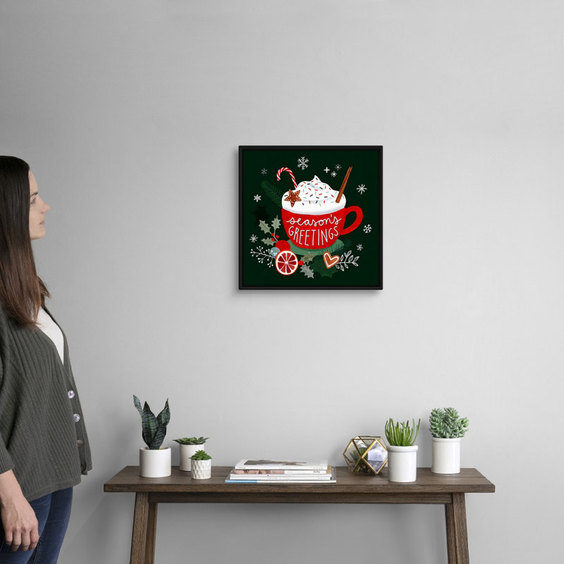 «Christmas Comforts I» par Victoria Borges - reproduction d'art textuel sur toile, H 18 po x l 18 po x P 1,75 po, Cadre noir