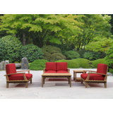 Eilis Outdoor 5 - Piece Teak Dining Set with Cushions