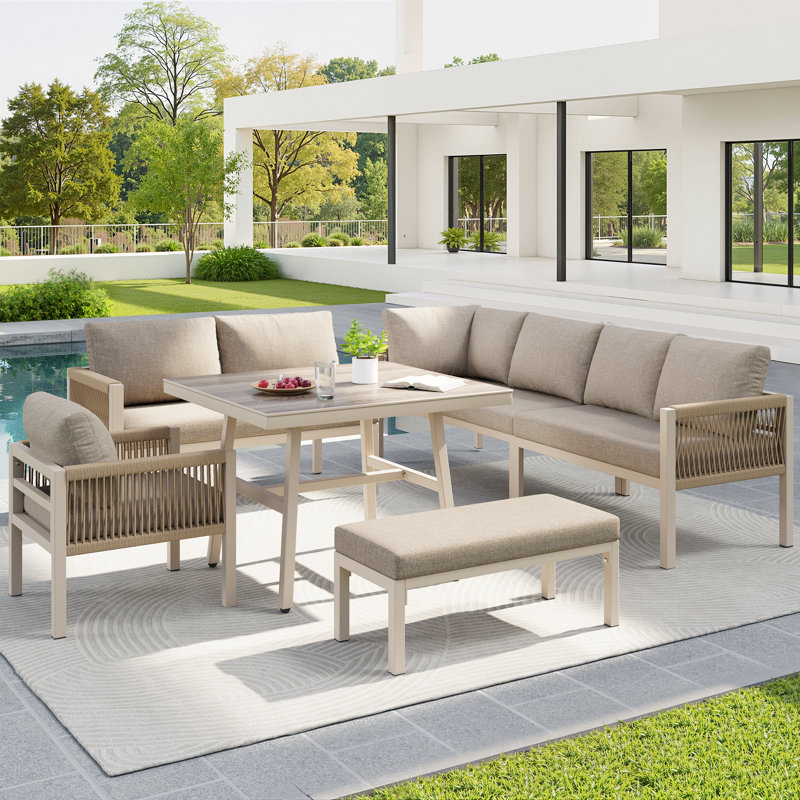 8 - Person Seating Group With Table, Beige