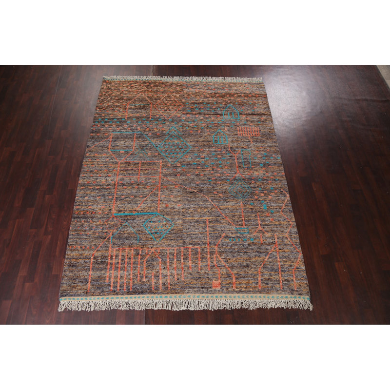 Tapis marocain abstrait noué à la main 8 x 10