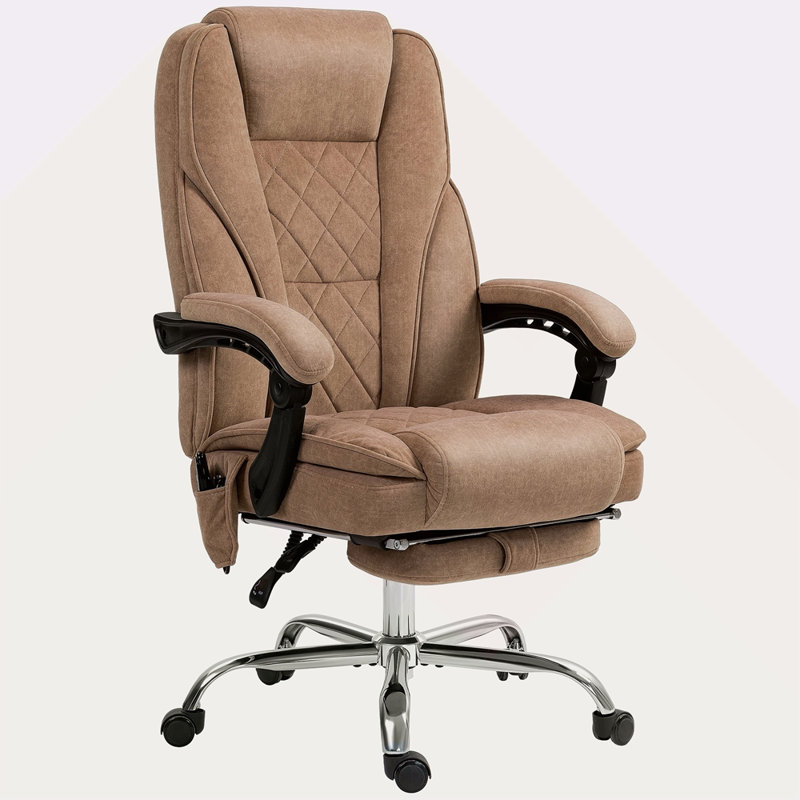 Fauteuil de massage avec repose-pieds, fauteuil de bureau de direction avec 6 points de vibration et chaleur, fauteuil d'ordinateur inclinable, fauteuil de bureau pivotant, hauteur réglable