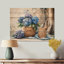 Boho bleu hortensia Bliss I - art mural bois d'hortensia - sur bois de pin naturel