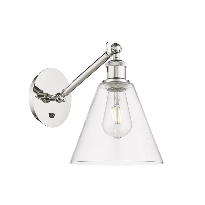 Shauna Armed Sconce, Incandescent, Clear, Polished Nickel