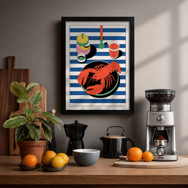 Lobster Still Life Art Deco - Print, Black, A3 - 42.0 x 29.7 cm