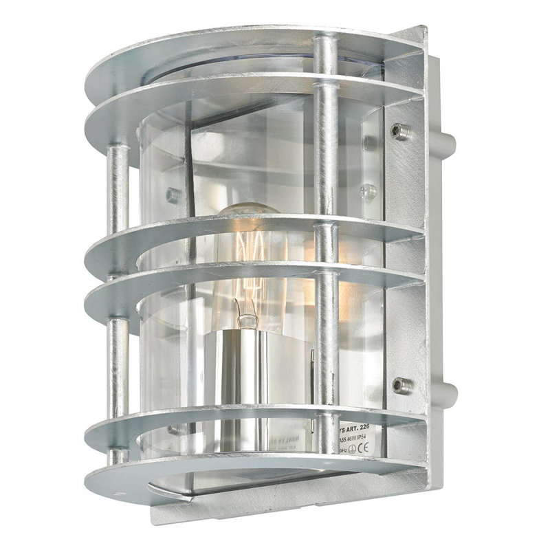 Ullmann Outdoor Bulkhead Light, Clear Galvanised, 60W E27
