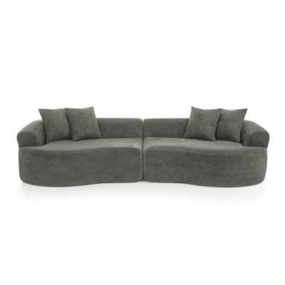 4-Seater Chenille Sectional Curved Sofa with pillows
